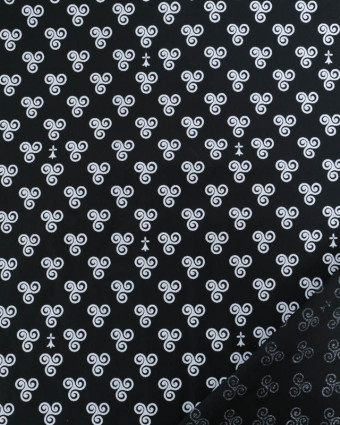 Tissu Coton Imprimé Bretagne Triskele Fond Noir - Mercerine