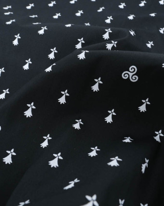 Tissu Coton Imprimé Bretagne Hermine Fond Noir - Mercerine