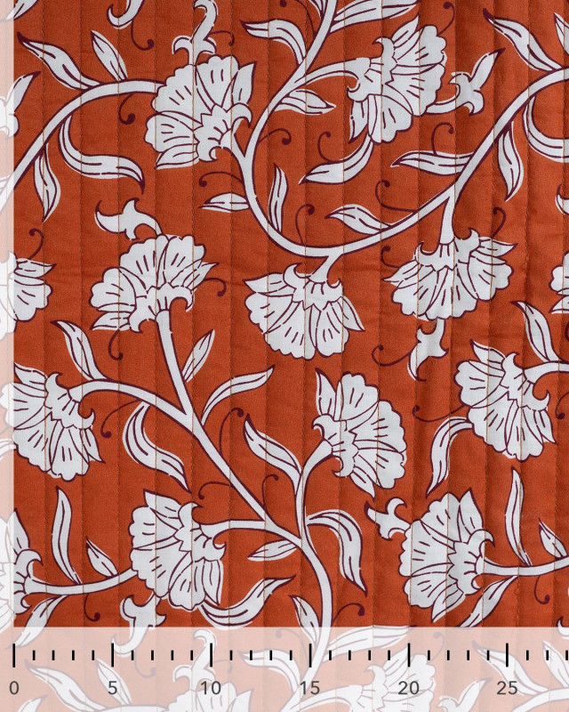 Tissu Matelassé Coton Indien Caramel Motif Floral - Mercerine