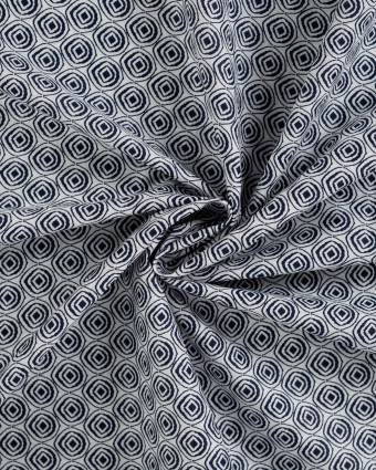 Tissu Coton Léger Indien Motif Ethnique Bleu Marine - Mercerine