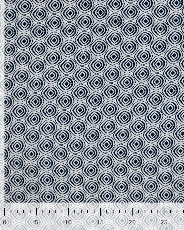 Tissu Coton Léger Indien Motif Ethnique Bleu Marine - Mercerine