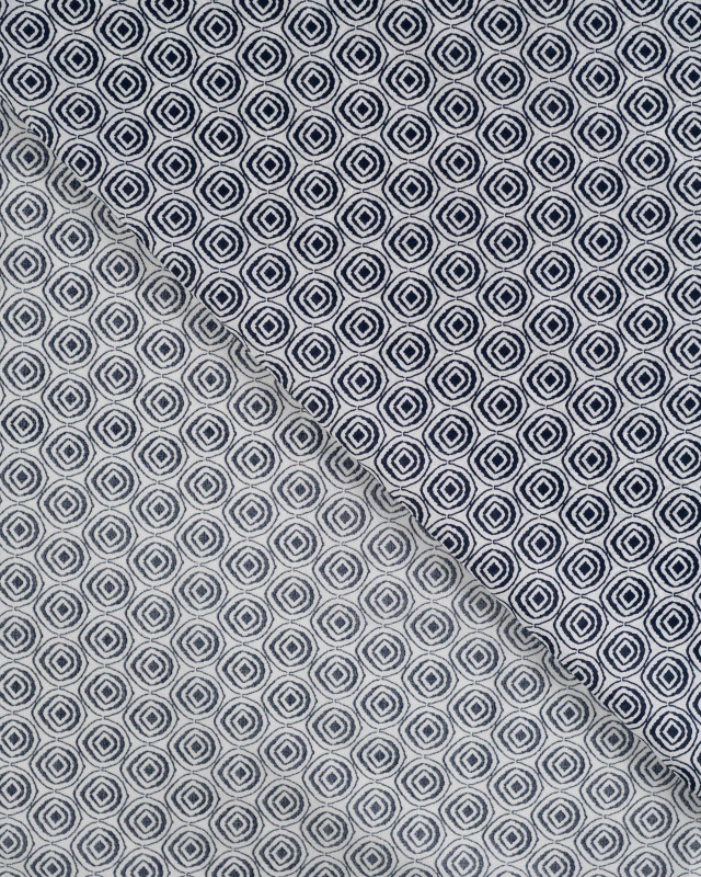 Tissu Coton Léger Indien Motif Ethnique Bleu Marine - Mercerine