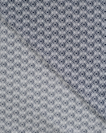 Tissu Coton Léger Indien Motif Ethnique Bleu Marine - Mercerine