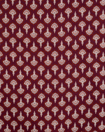 Tissu Coton Léger Bordeaux Motif Iindien - Mercerine