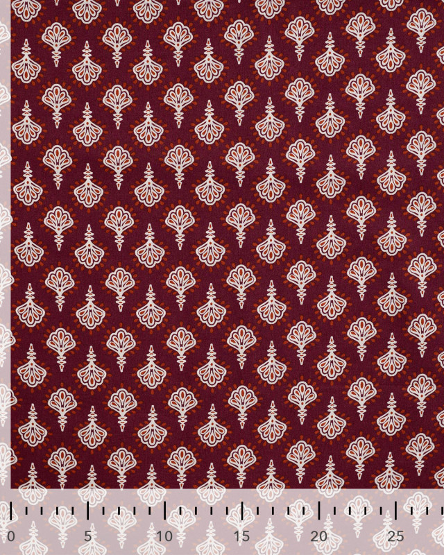 Tissu Coton Léger Bordeaux Motif Iindien - Mercerine