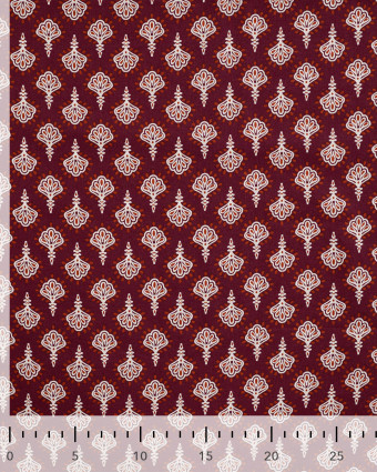 Tissu Coton Léger Bordeaux Motif Iindien - Mercerine