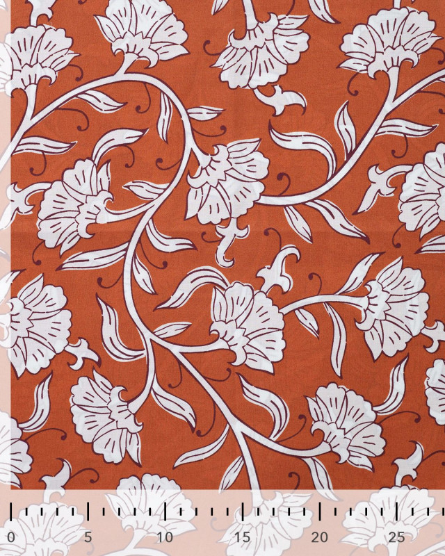 Tissu Coton Léger Indien Caramel Motif Floral - Mercerine