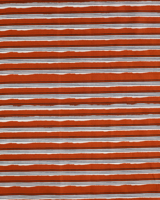 Tissu Coton Léger Indien Rayures Caramel - Mercerine