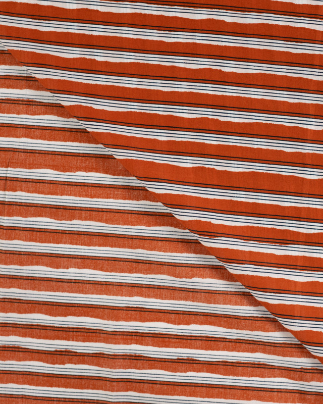Tissu Coton Léger Indien Rayures Caramel - Mercerine