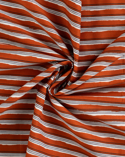 Tissu Coton Léger Indien Rayures Caramel - Mercerine