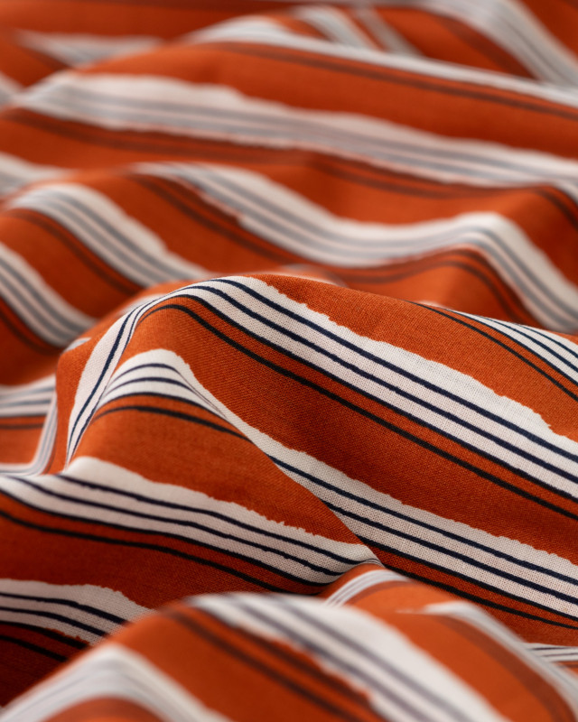 Tissu Coton Léger Indien Rayures Caramel - Mercerine
