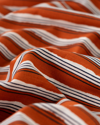 Tissu Coton Léger Indien Rayures Caramel - Mercerine