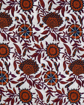 Tissu Coton Léger Indien Motif Floral Caramel - Mercerine