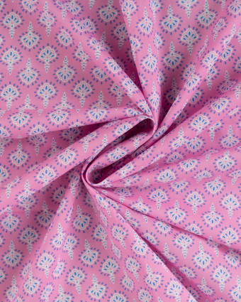 Tissu Coton Léger Rose Bonbon Motif Indien - Mercerine