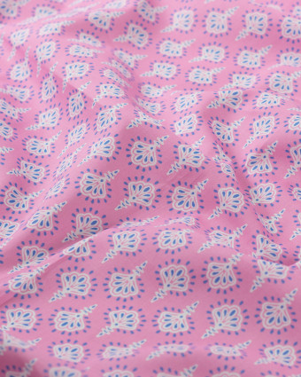 Tissu Coton Léger Rose Bonbon Motif Indien - Mercerine