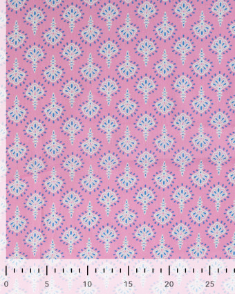 Tissu Coton Léger Rose Bonbon Motif Indien - Mercerine