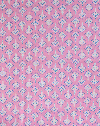 Tissu Coton Léger Rose Bonbon Motif Indien - Mercerine