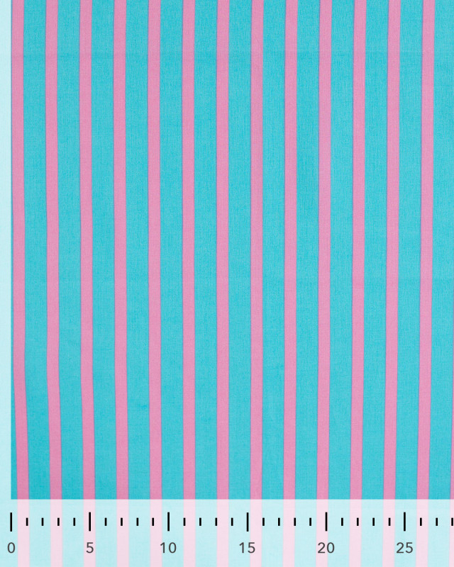 Tissu Coton Léger Indien à Rayures Bleues et Roses - Mercerine