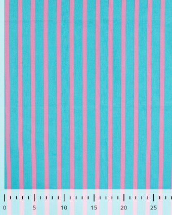 Tissu Coton Léger Indien à Rayures Bleues et Roses - Mercerine