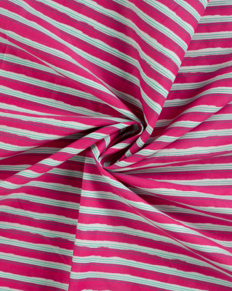 Tissu Coton Léger Indien à Rayures Fuchsia - Mercerine