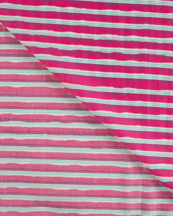 Tissu Coton Léger Indien à Rayures Fuchsia - Mercerine