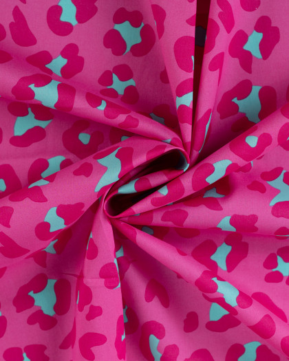 Tissu Coton Léger Indien Rose Fuchsia Léopard - Mercerine