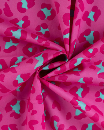 Tissu Coton Léger Indien Rose Fuchsia Léopard - Mercerine