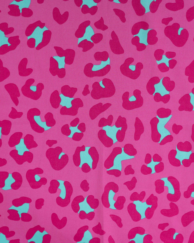 Tissu Coton Léger Indien Rose Fuchsia Léopard - Mercerine