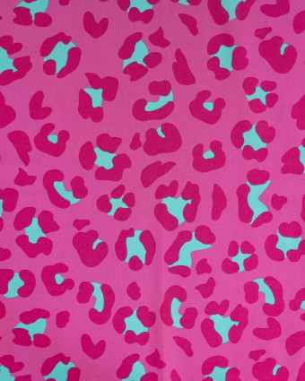 Tissu Coton Léger Indien Rose Fuchsia Léopard - Mercerine