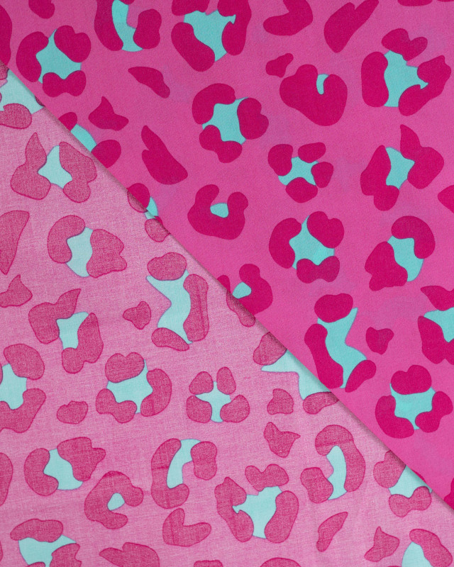 Tissu Coton Léger Indien Rose Fuchsia Léopard - Mercerine