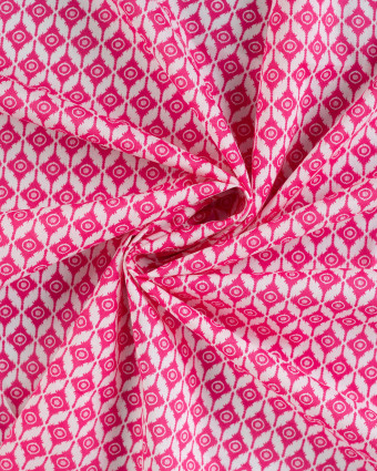 Tissu Coton Léger Indien Motif Ethnique Rose Fuchsia - Mercerine