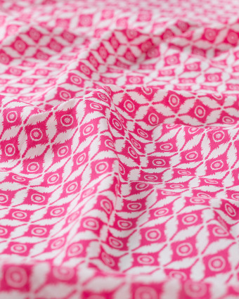 Tissu Coton Léger Indien Motif Ethnique Rose Fuchisa - Mercerine
