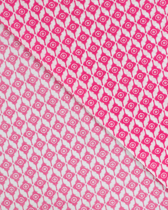 Tissu Coton Léger Indien Motif Ethnique Rose Fuchisa - Mercerine