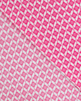 Tissu Coton Léger Indien Motif Ethnique Rose Fuchisa - Mercerine