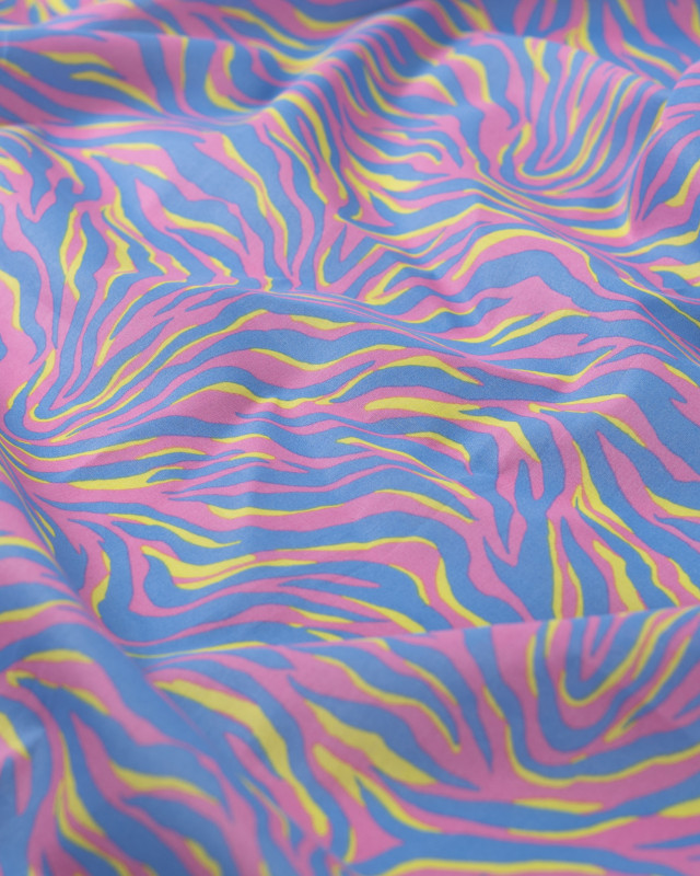 Tissu Coton Léger Indien Rose Bonbon Zébré - Mercerine