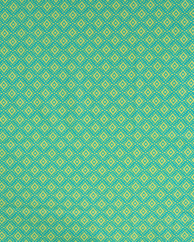 Tissu Coton Léger Indien Turquoise Motif Ethnique Jaune - Mercerine