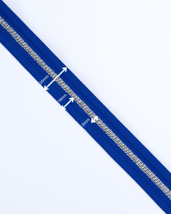Fermeture au mètre - Bleu Roi Argent - 3 ou 5mm - Mercerine