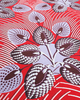 Tissu Wax Rouge Motif Parme Lurex - Mercerine