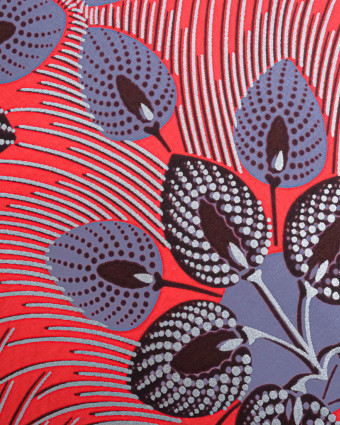 Tissu Wax Rouge Motif Parme Lurex - Mercerine