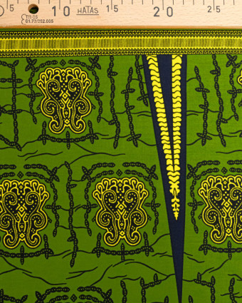 Tissu Wax Vert Motif Jaune - Mercerine