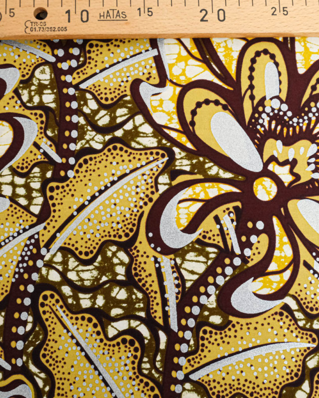 Tissu Wax Ocre Motif Marron - Mercerine
