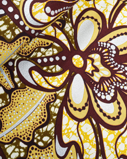 Tissu Wax Ocre Motif Marron - Mercerine