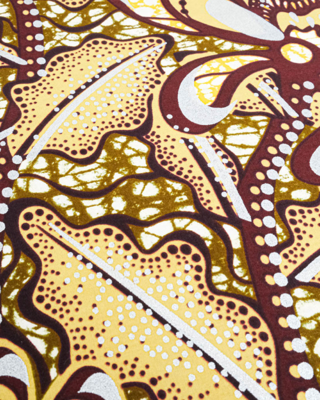 Tissu Wax Ocre Motif Marron - Mercerine