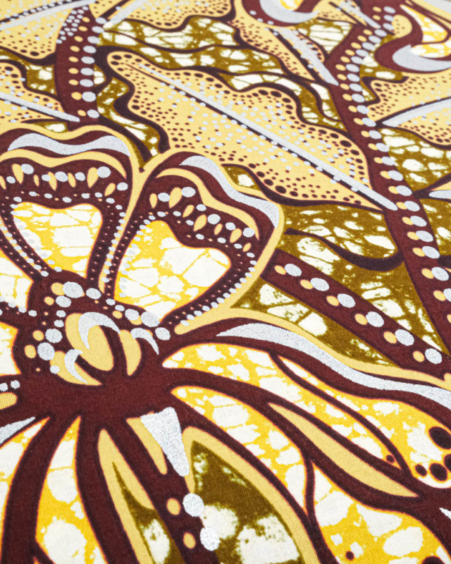 Tissu Wax Ocre Motif Marron - Mercerine