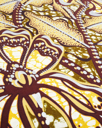 Tissu Wax Ocre Motif Marron - Mercerine