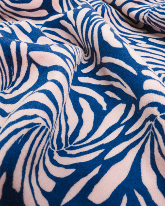 Tissu Nicky Velours Floral Bleu Marine - Mercerine