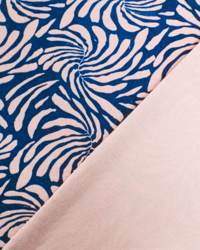 Tissu Nicky Velours Floral Bleu Marine - Mercerine