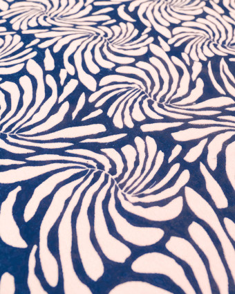 Tissu Nicky Velours Floral Bleu Marine - Mercerine