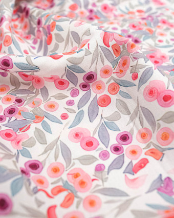 Tissu Viscose Ecovero Motif Floral Rose - Mercerine