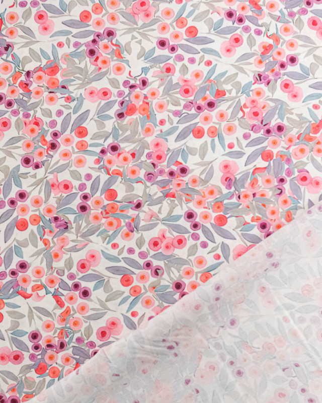Tissu Viscose Ecovero Motif Floral Rose - Mercerine